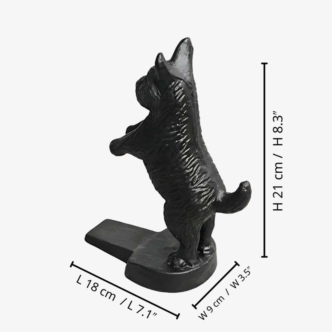 Guardian door stopper dimension diagram showing 18 cm length, 9 cm width, and 21 cm height