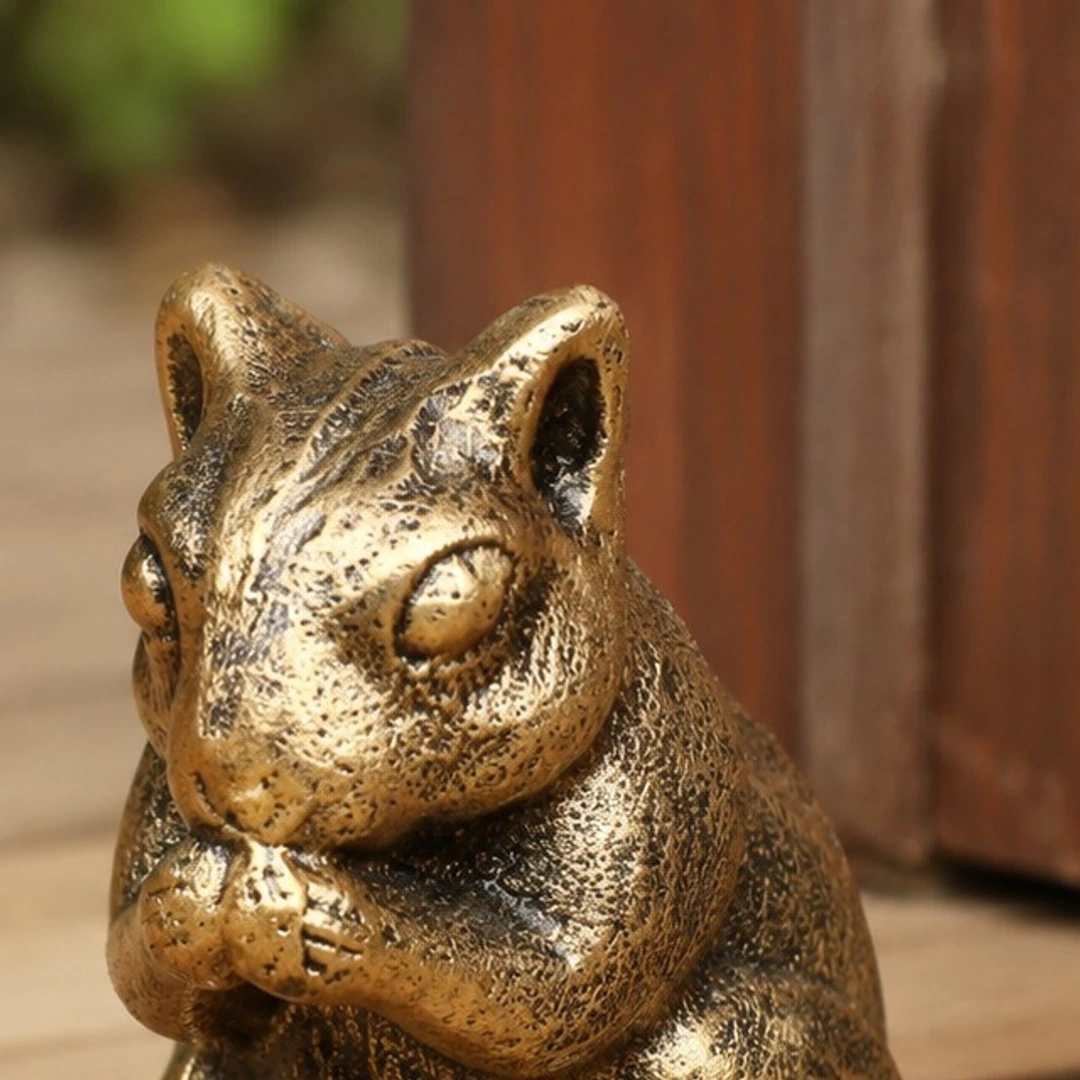 Bronze Guardian door stopper sculptural face detail