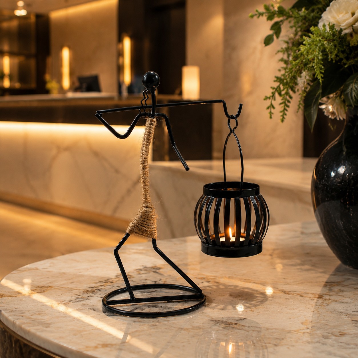 Aura Handheld Lantern tabletop decor scene