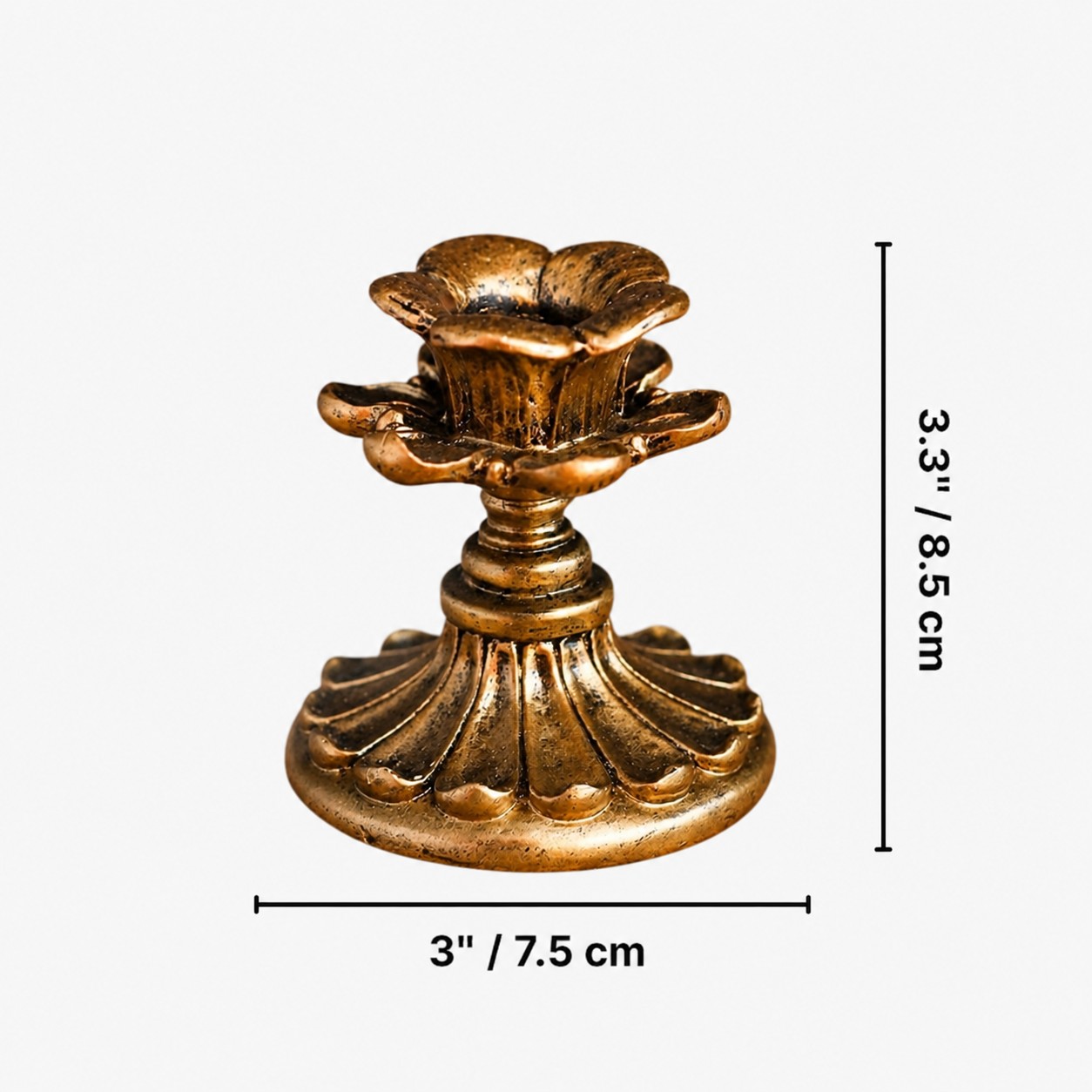 Aura Style C candlestick dimensions diameter 3 inches by height 3.3 inches