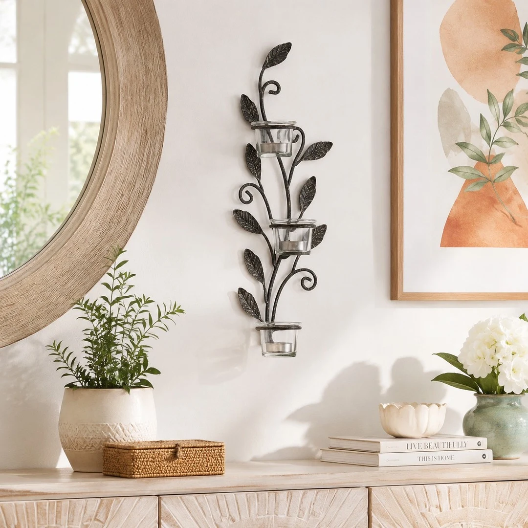 Aura black iron wall candlestick scene 3