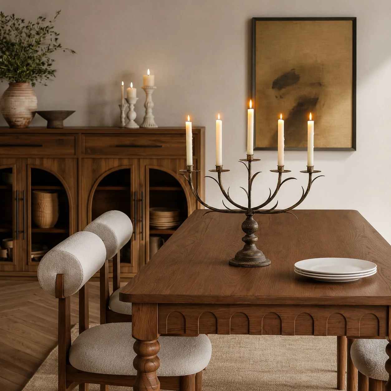 Aura candlestick console or dining decor scene