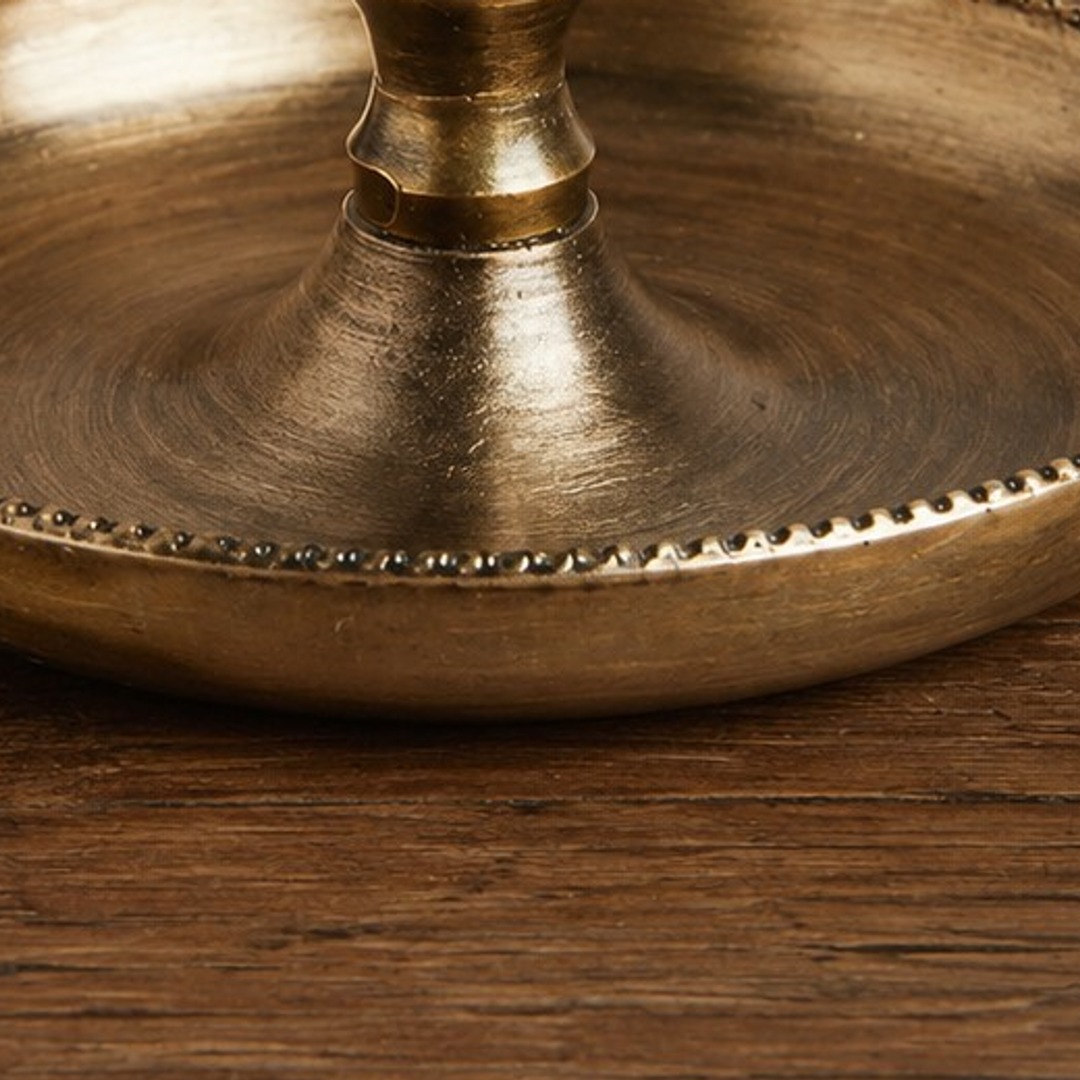 Close-up of beaded tray edge on Aura candlestick