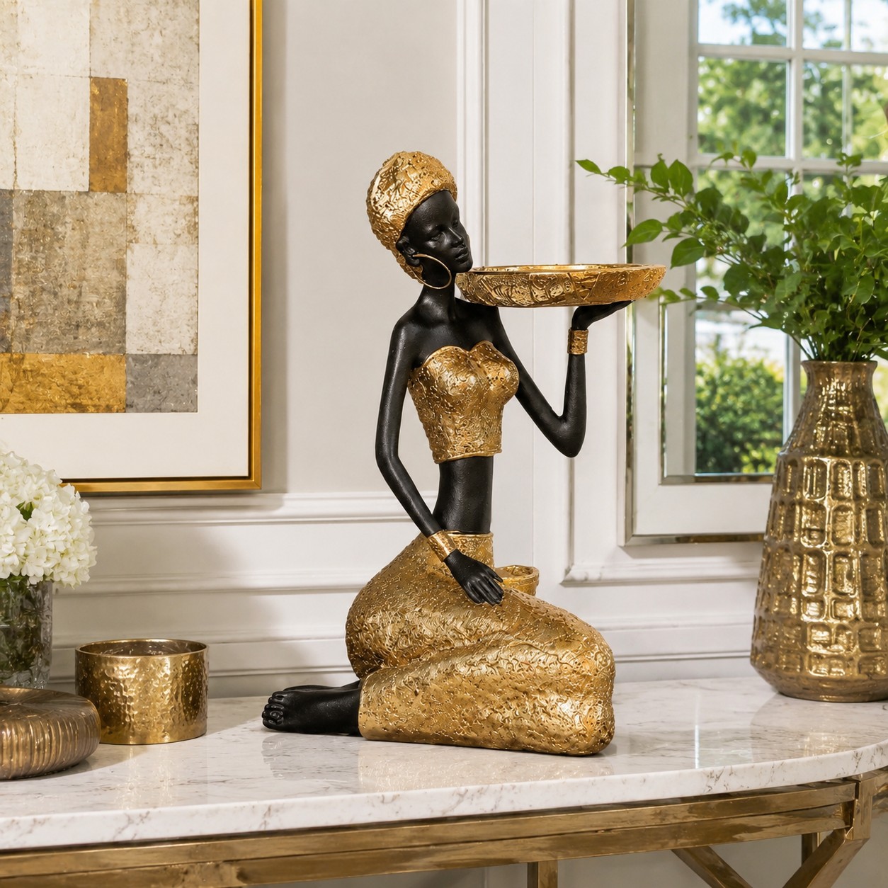 Aura Style B candlestick styled on a console table