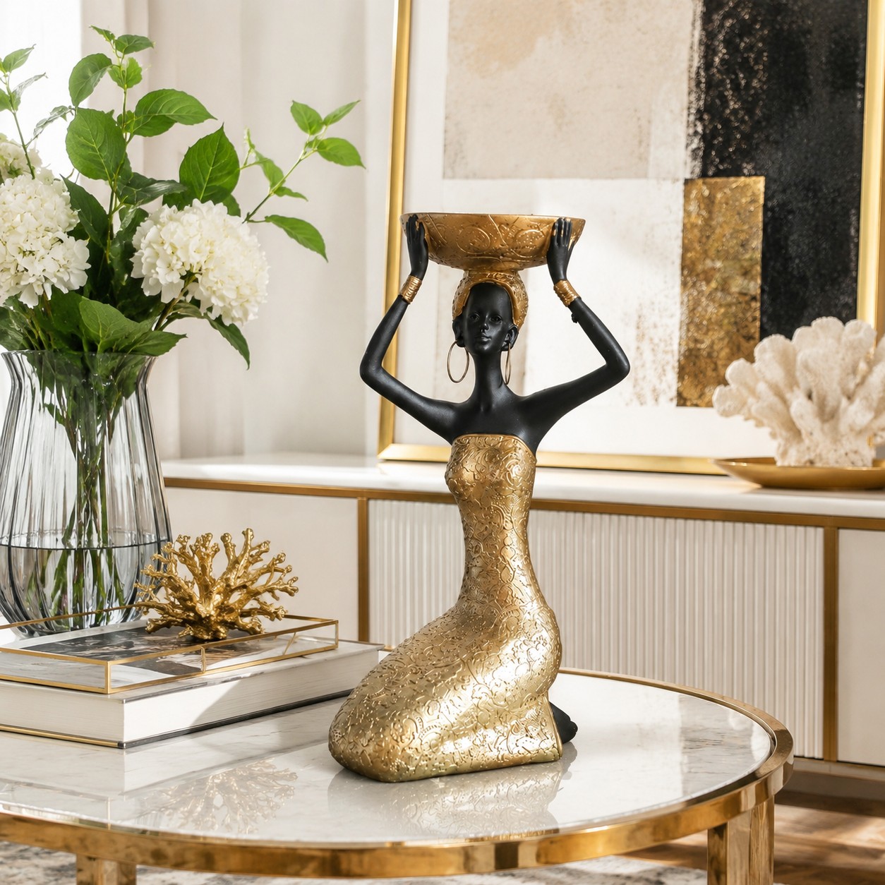 Aura Style A candlestick in tabletop decor setting