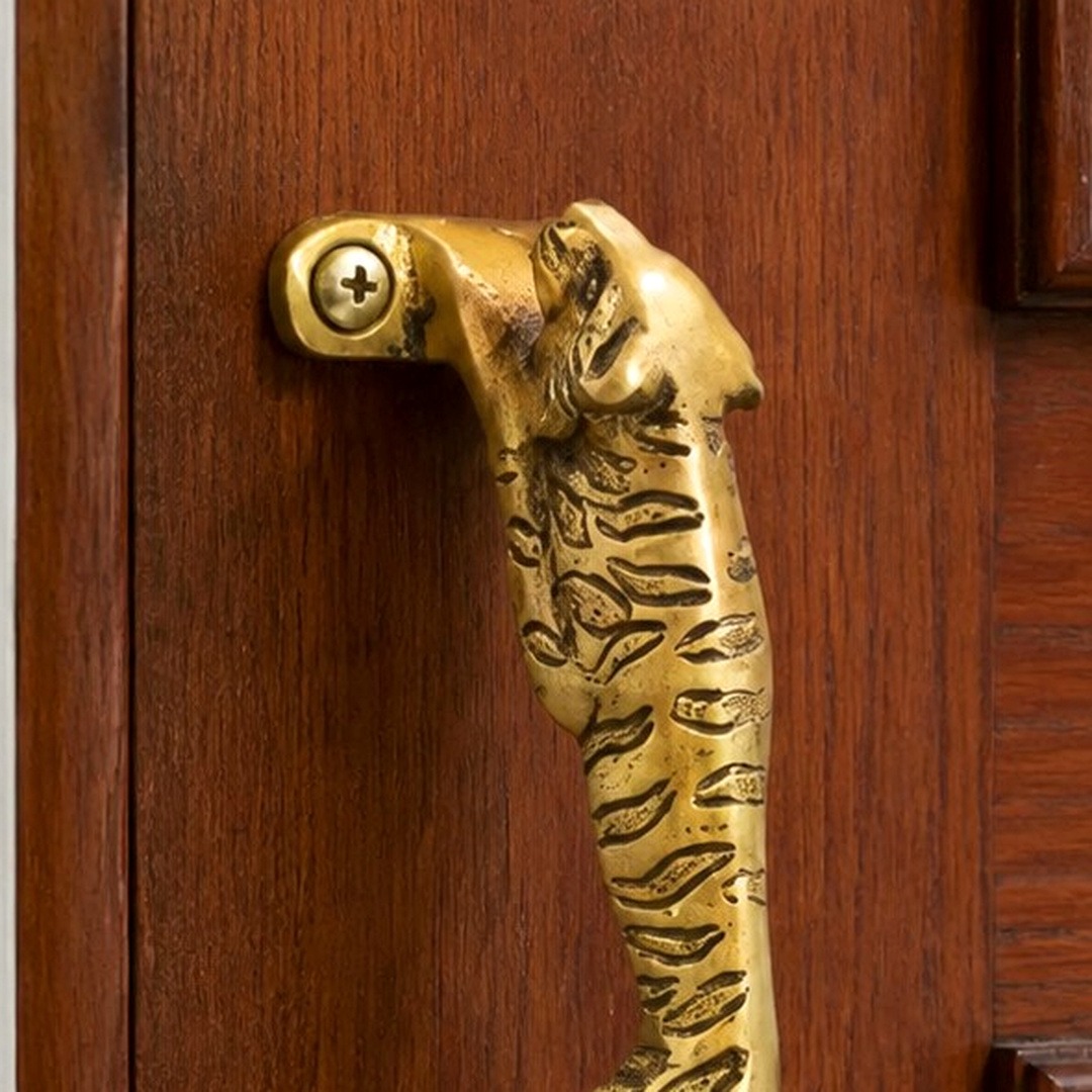 Leopard A cabinet handle close-up detail