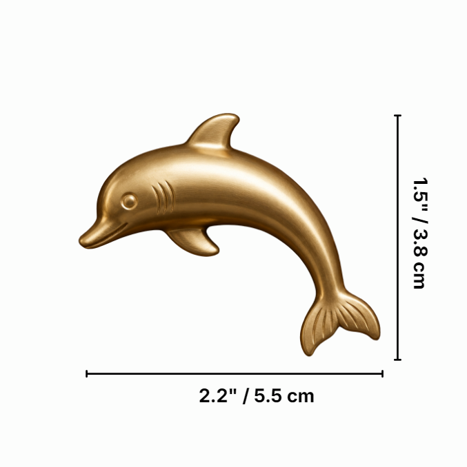 Dimension diagram for the Totem dolphin cabinet handle