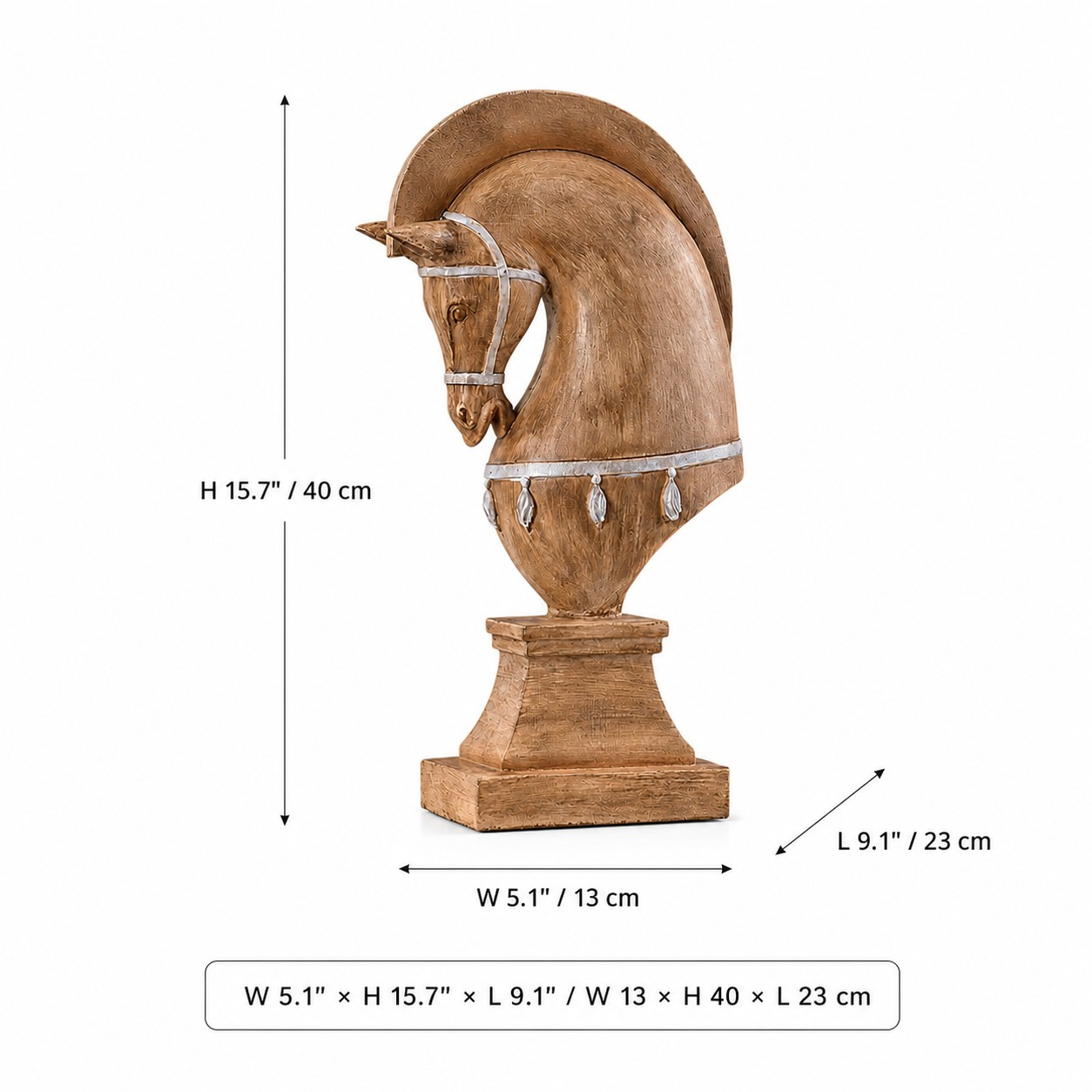 Equora horse head bust dimensions