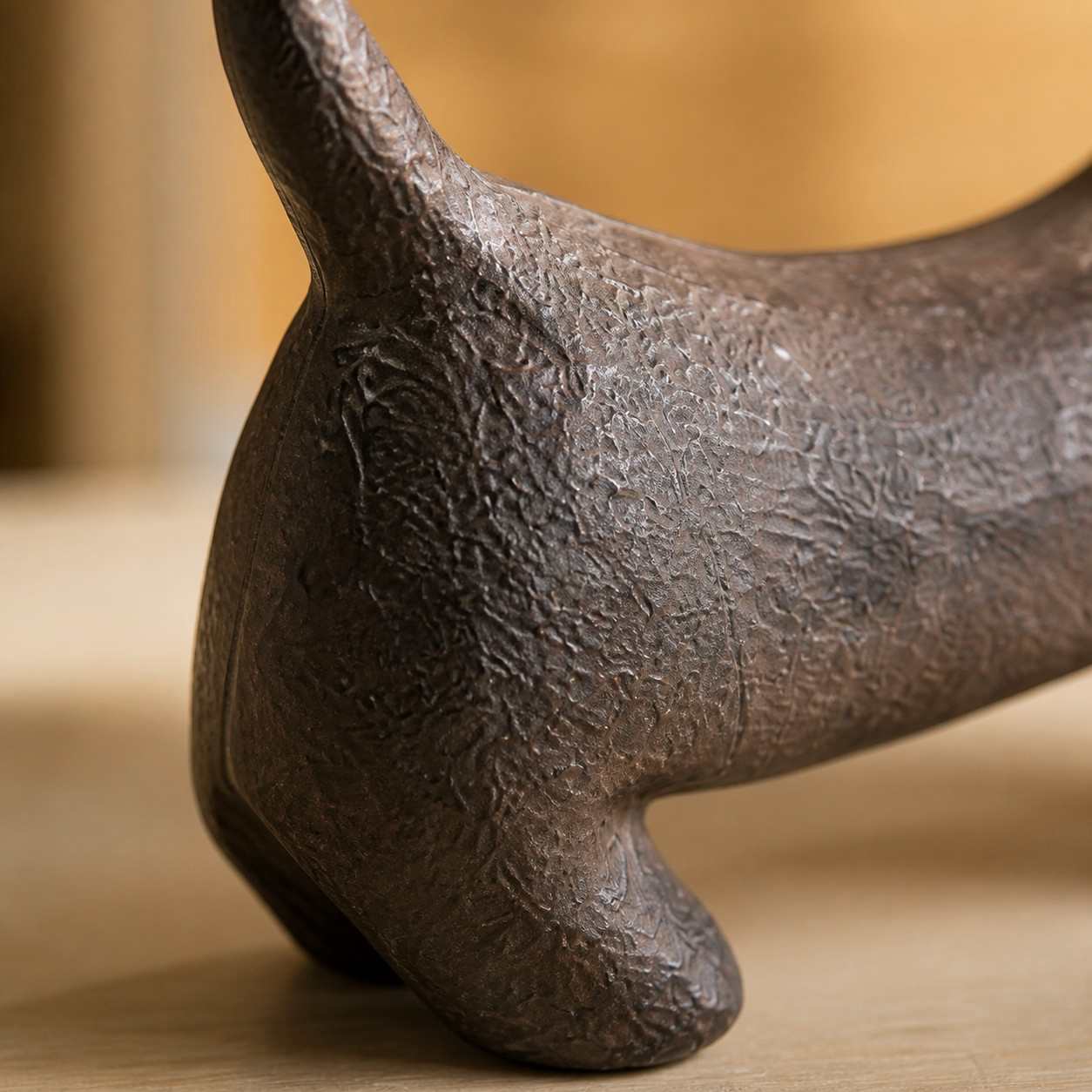 Cast iron Dachshund figurine leg detail