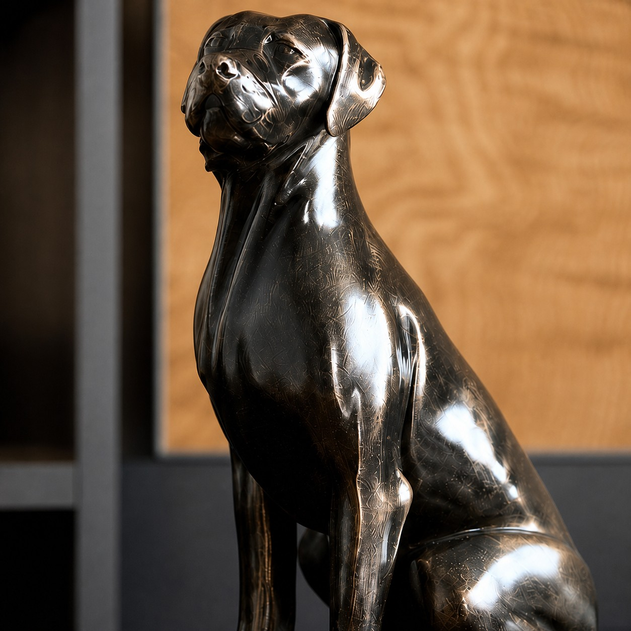 Antique Bronze Finish detail of Floxo dog sculpture