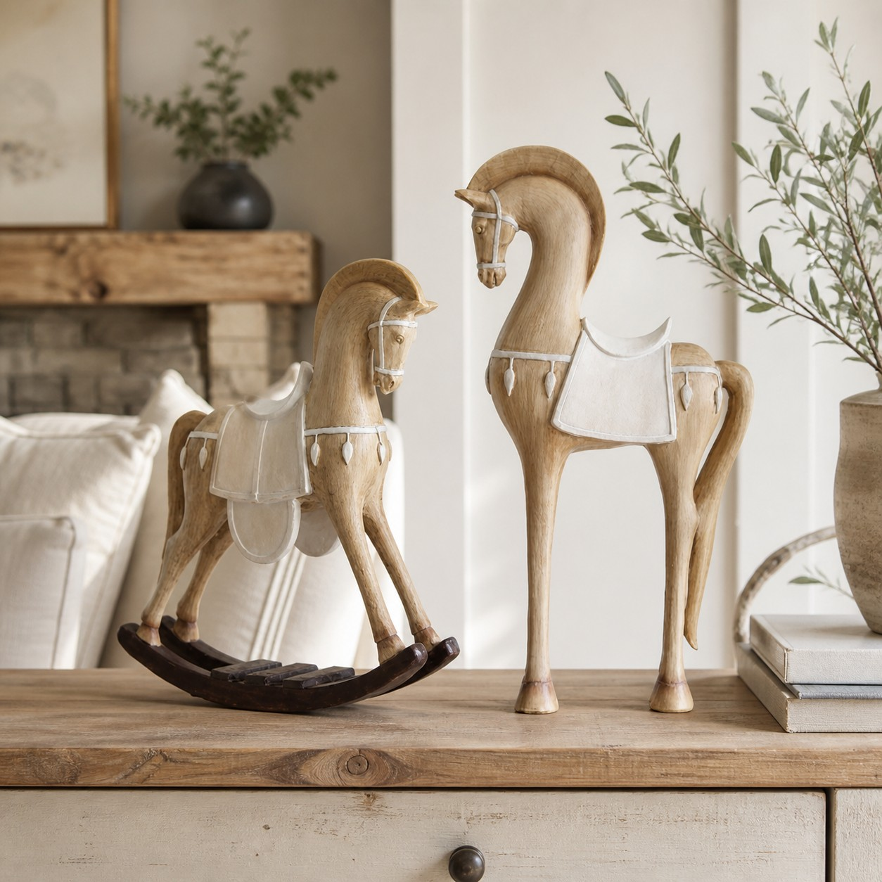Equora horse sculpture collection in a vintage interior