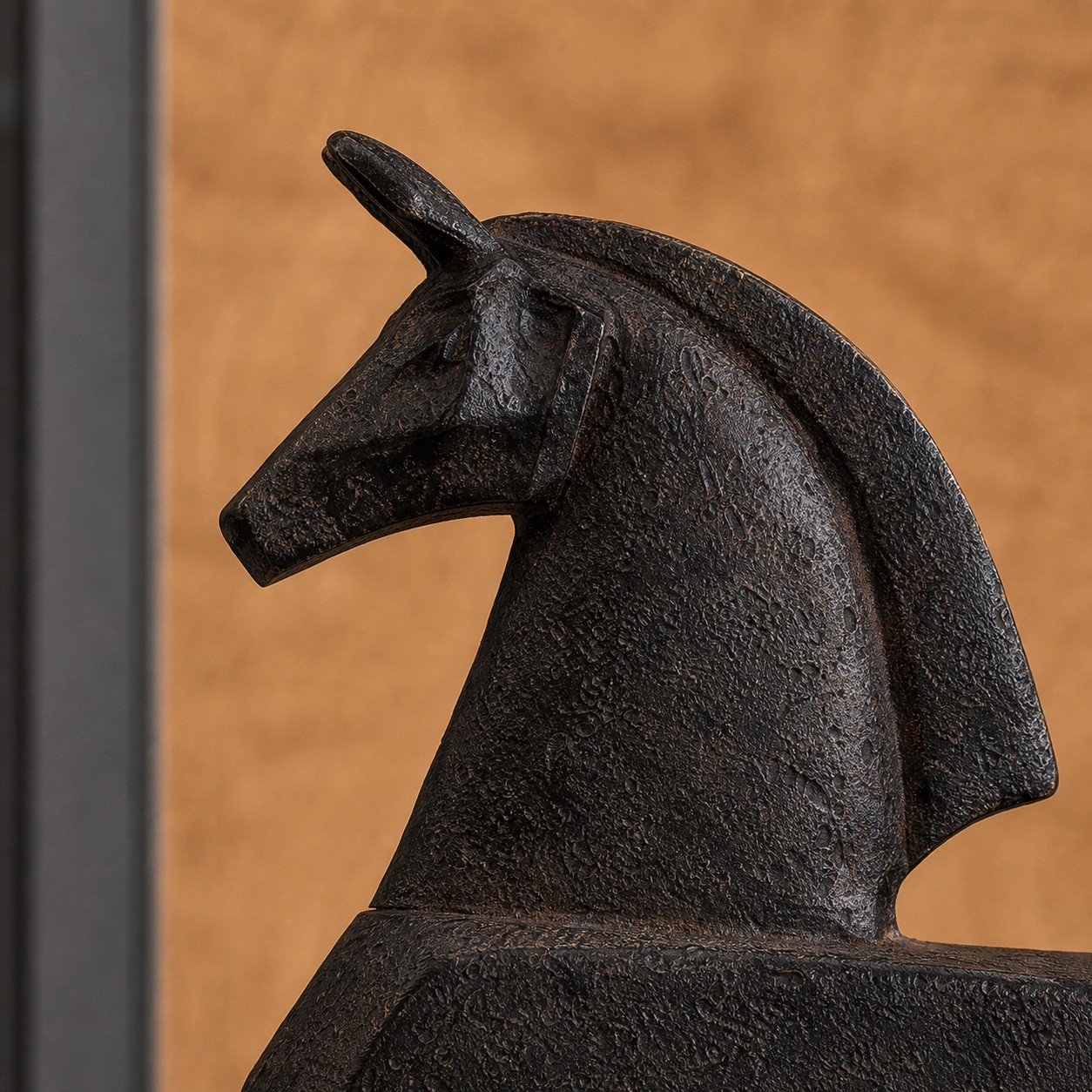 Equora abstract horse sculpture face detail