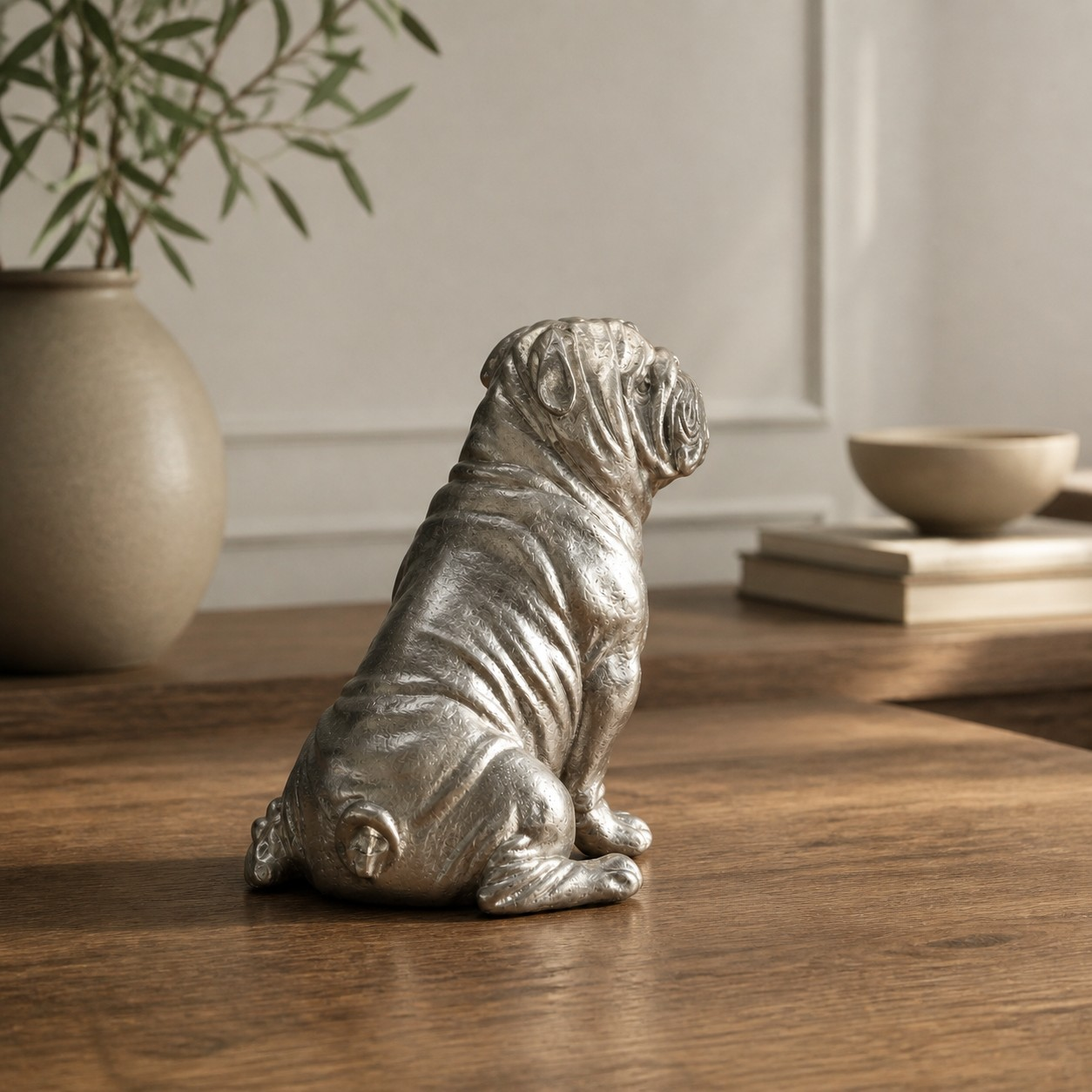 Floxo bulldog sculpture in a bright interior