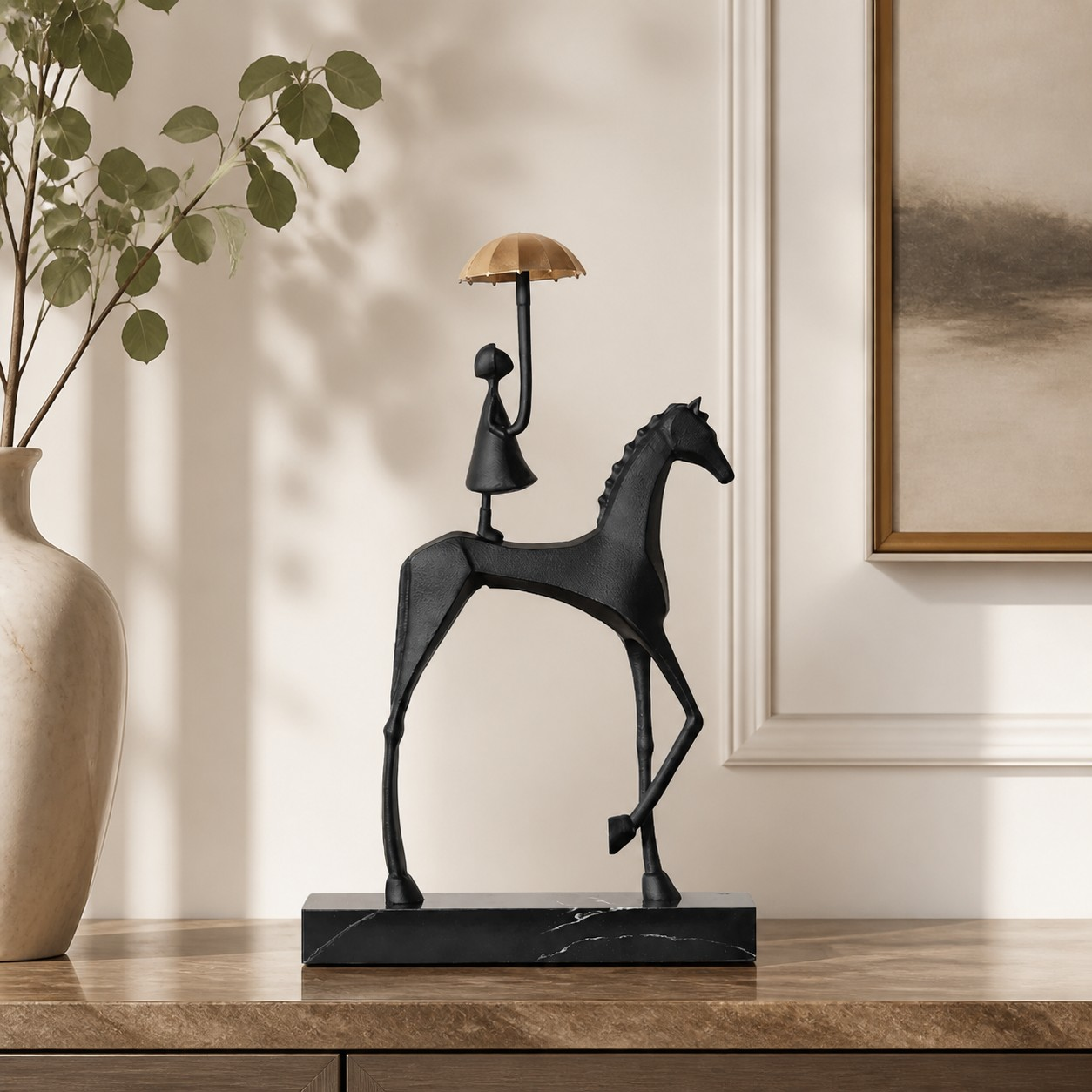 Equora sculptural horse and girl decor