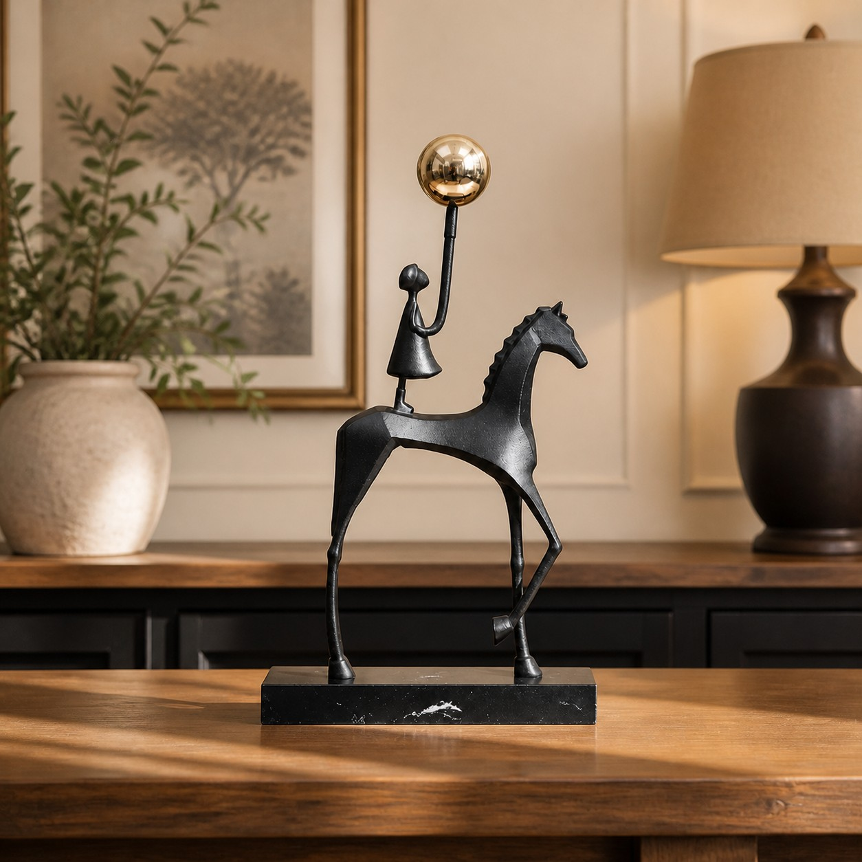 Equora sculptural horse and girl decor