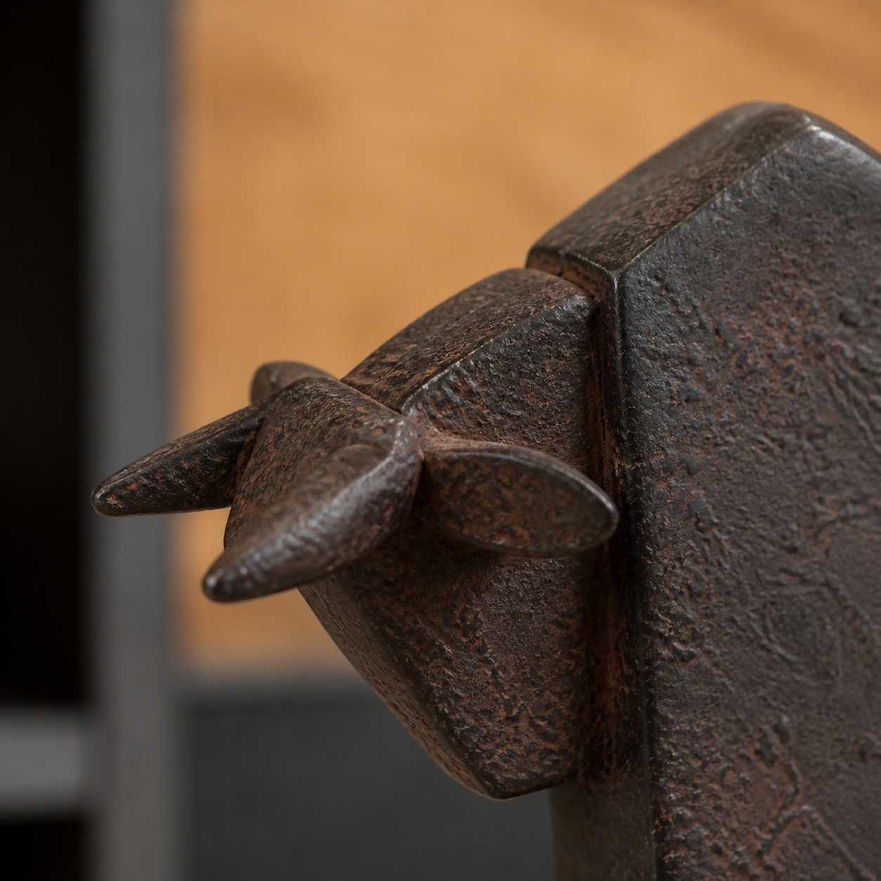 Equora abstract bull sculpture face detail