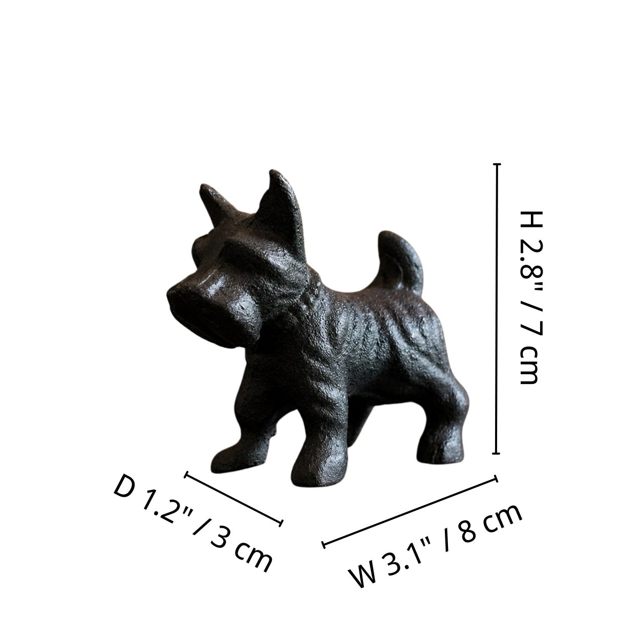 Cast iron Schnauzer dimensions: 8 by 3 by 7 centimeters