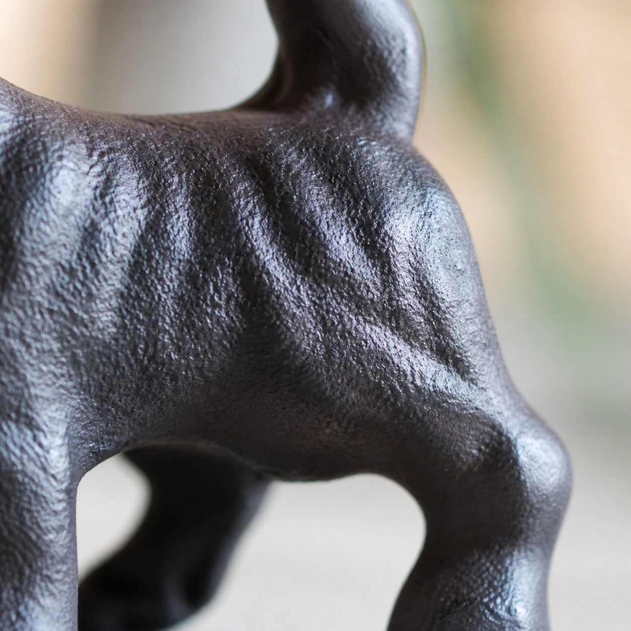 Cast iron Schnauzer figurine textured body detail