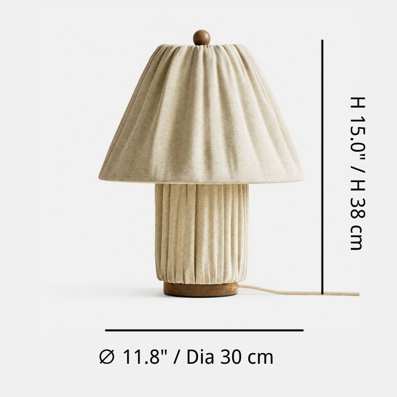Abmessungen der Linbron Tischleuchte: Durchmesser 30 cm, Höhe 38 cm