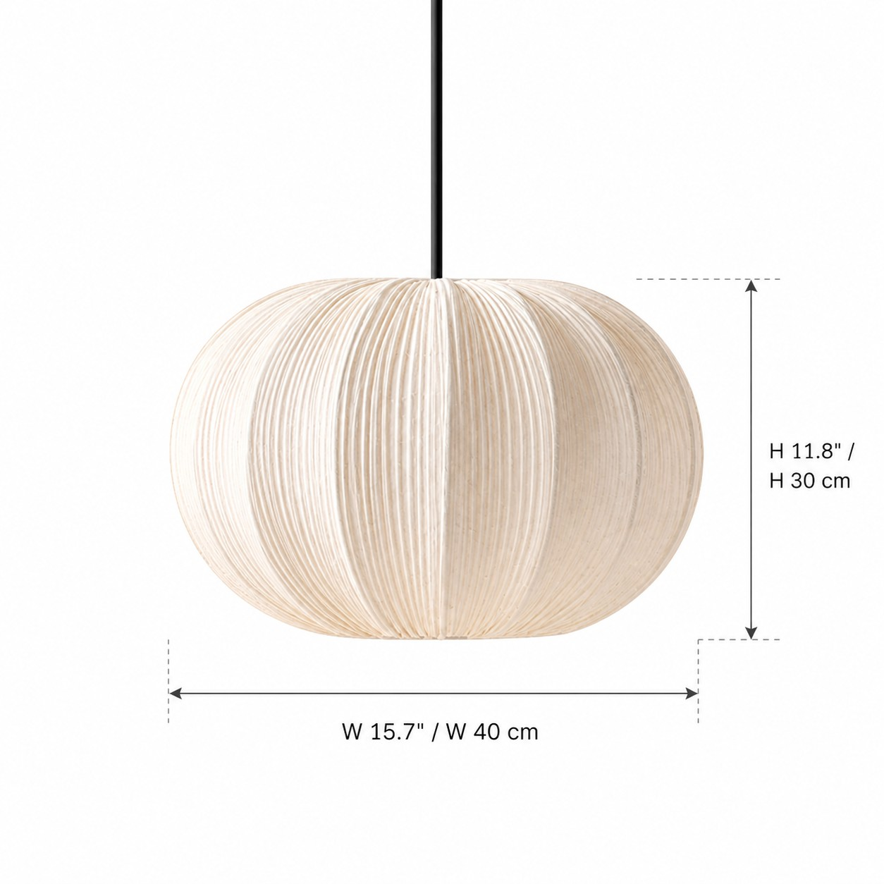 Pluvia round fabric pendant light dimensions Dia 40 by H 30 cm