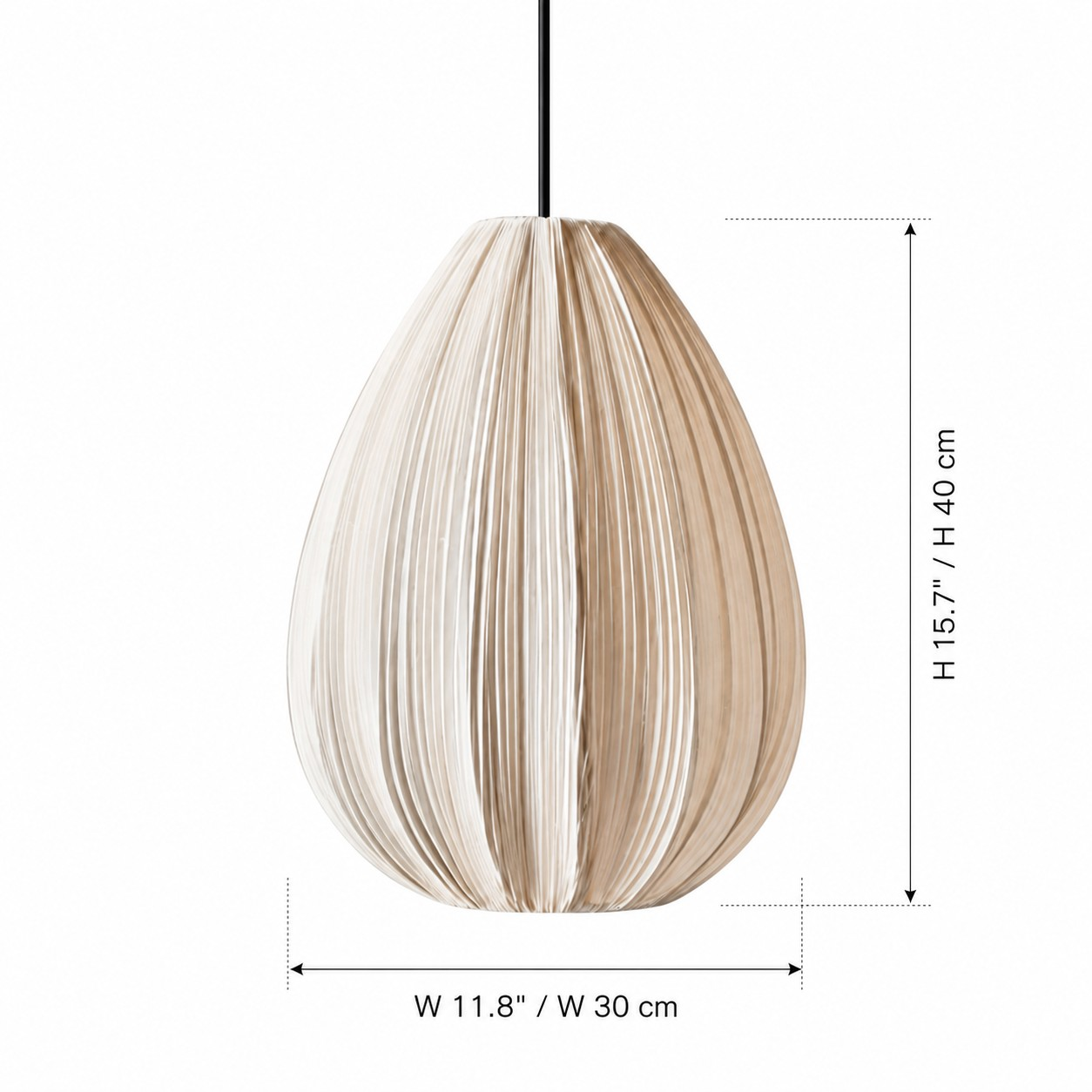 Pluvia tall fabric pendant light dimensions Dia 30 by H 40 cm