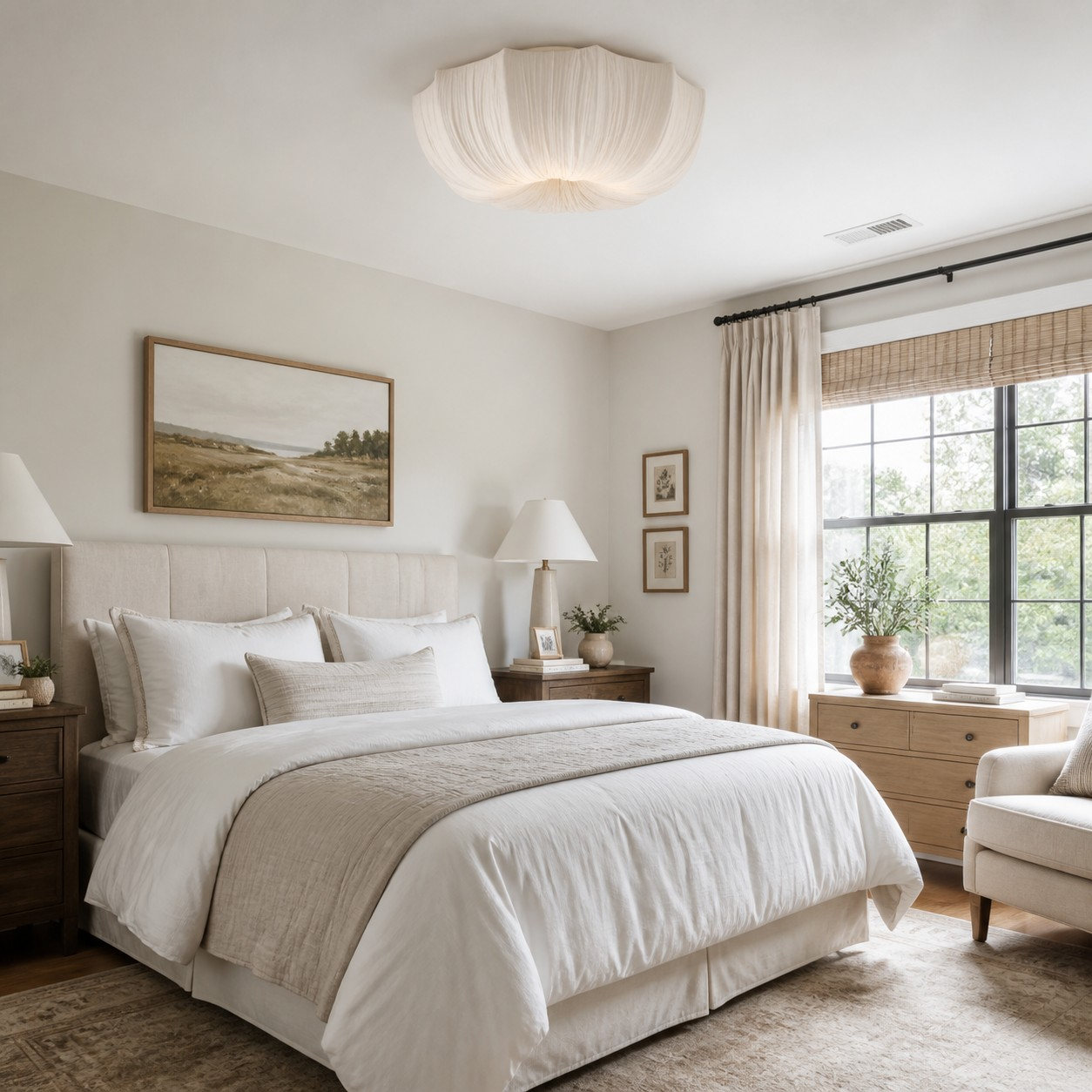 Linbron French pleated fabric ceiling light detail