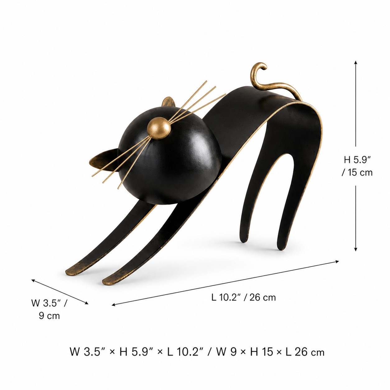 Felora sculptural metal cat figurine dimensions