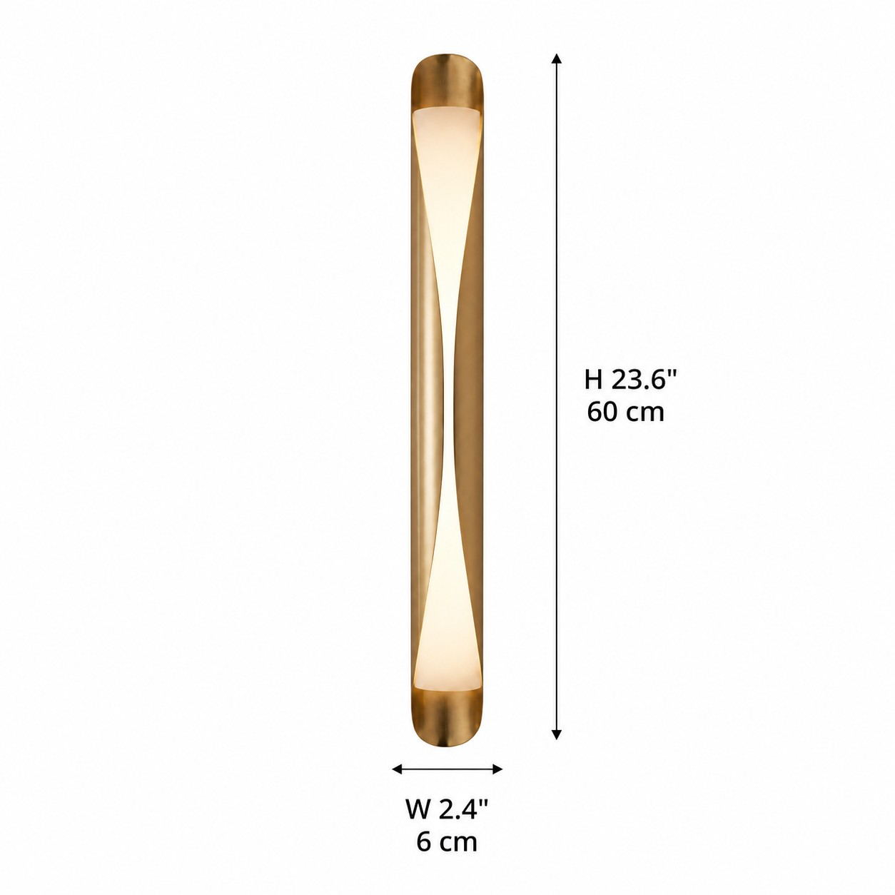 Soft Glow afmetingen: 6 cm breed en 60 cm hoog