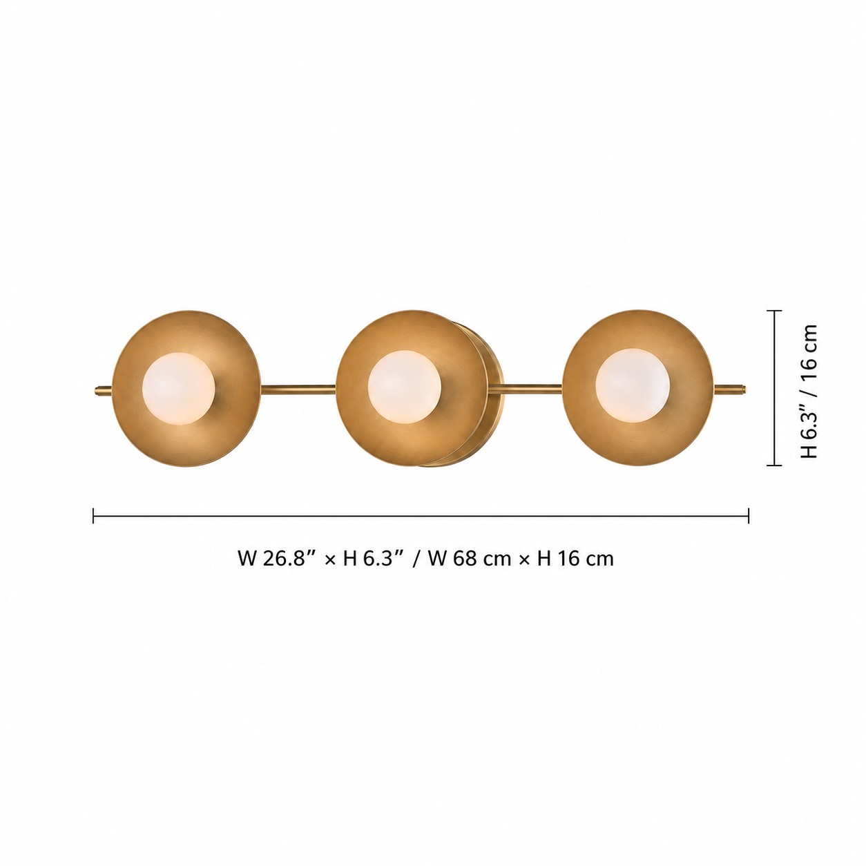 Abmessungen der Dreifachkopf-Variante: 26,8 Zoll breit x 6,3 Zoll hoch, 68 x 16 Zentimeter