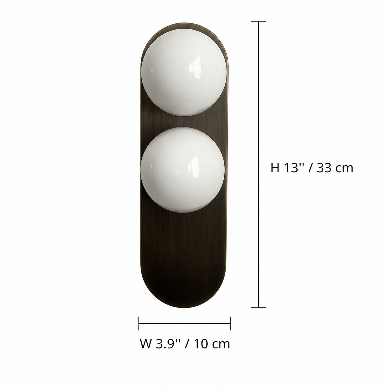 Dimensions B : 3,9 pouces de large et 13 pouces de haut