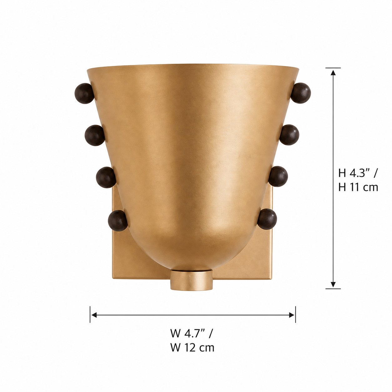 Abmessungen der Wandleuchte: 11,9 cm breit und 10,9 cm hoch