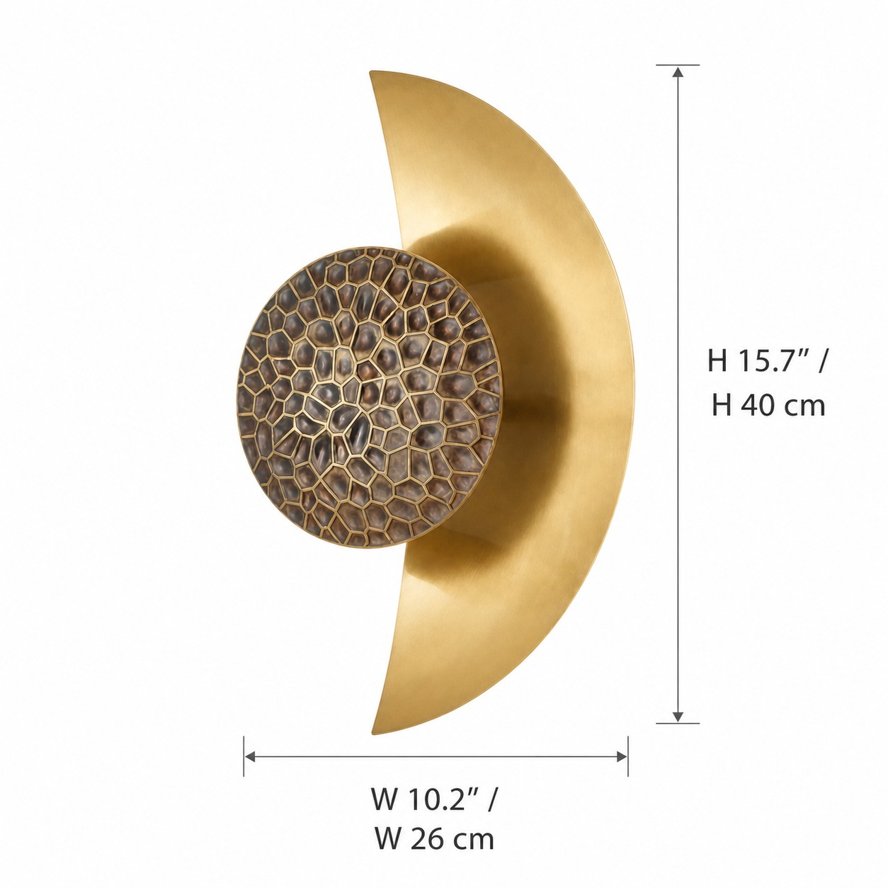 Wall sconce dimensions: 10.2 inches wide and 15.7 inches high