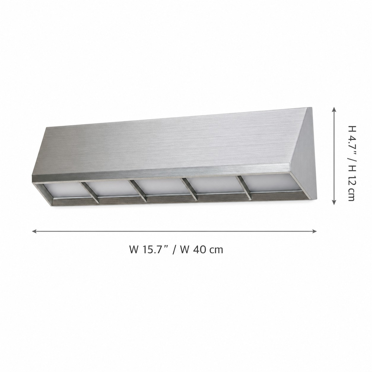 Large Lunica vanity light dimensions: 15.7 inches wide and 4.7 inches high
