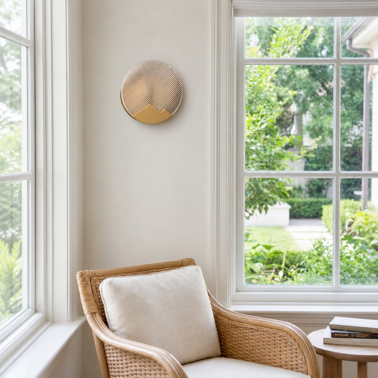 Solune wall lamp above a wood console
