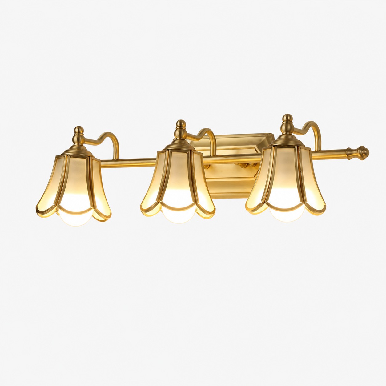 3 Head Bravio brass glass wall lamp