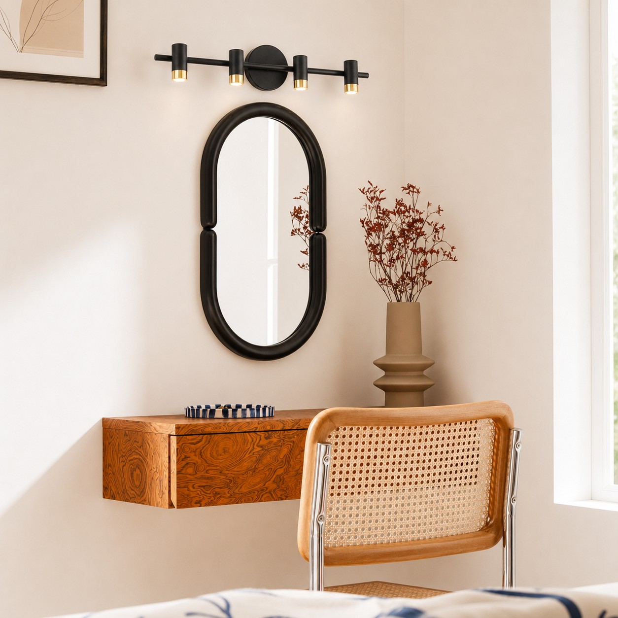 Arvico wall lamp above a bedroom mirror