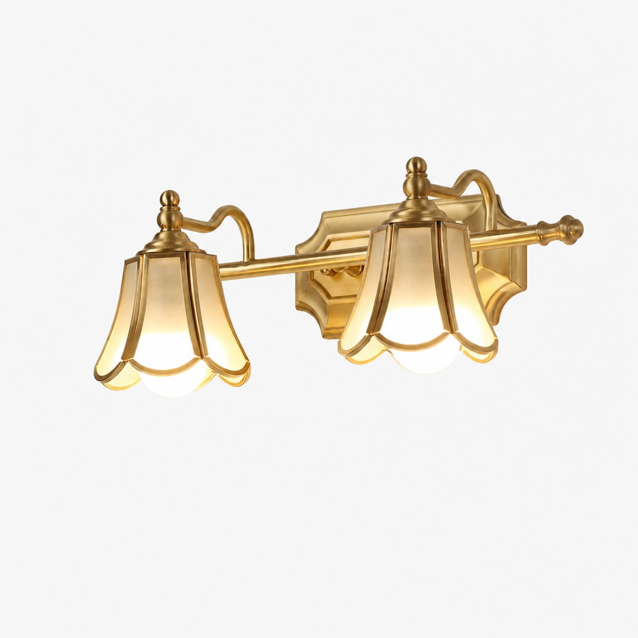 2 Head Bravio brass glass wall lamp