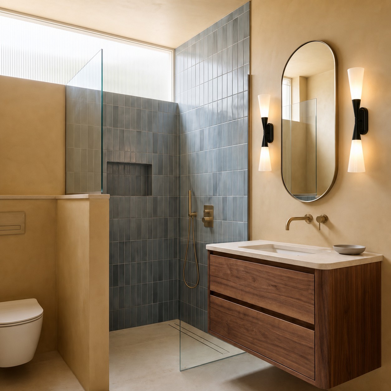 Applique murale Arvico utilisée à côté d'un miroir de salle de bain