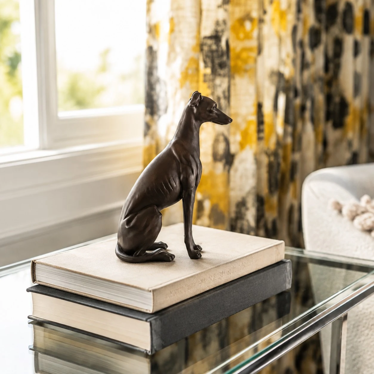 Greyhound scene sitting
