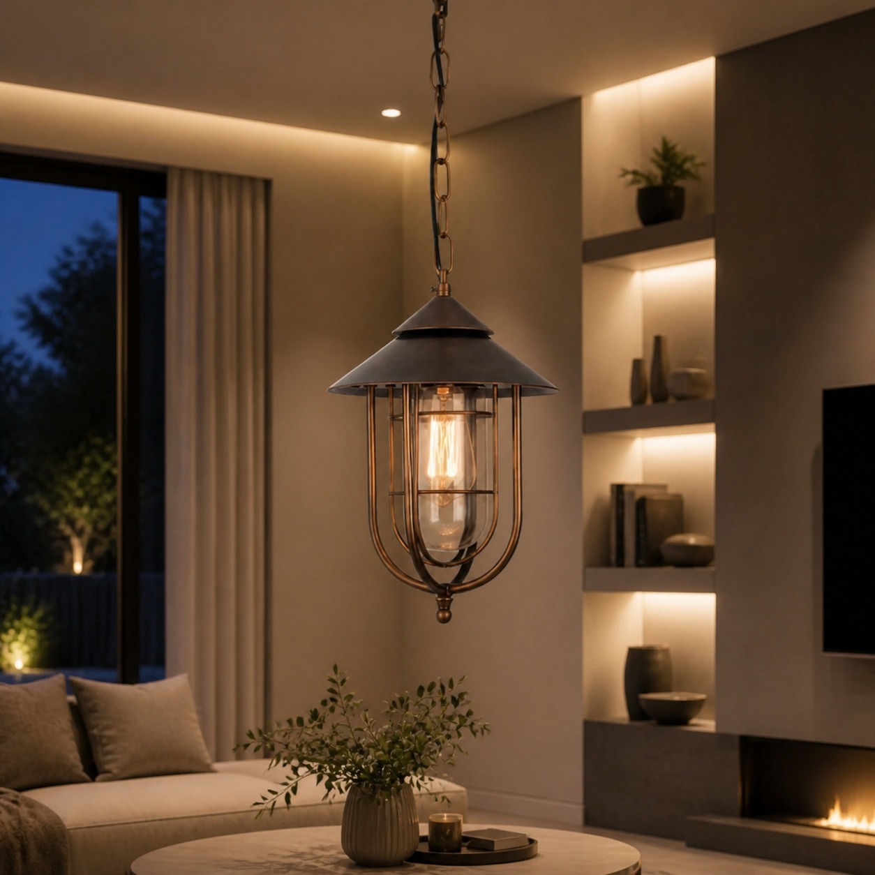 Patnox Outdoor Glass Pendant Lamp scene and detail