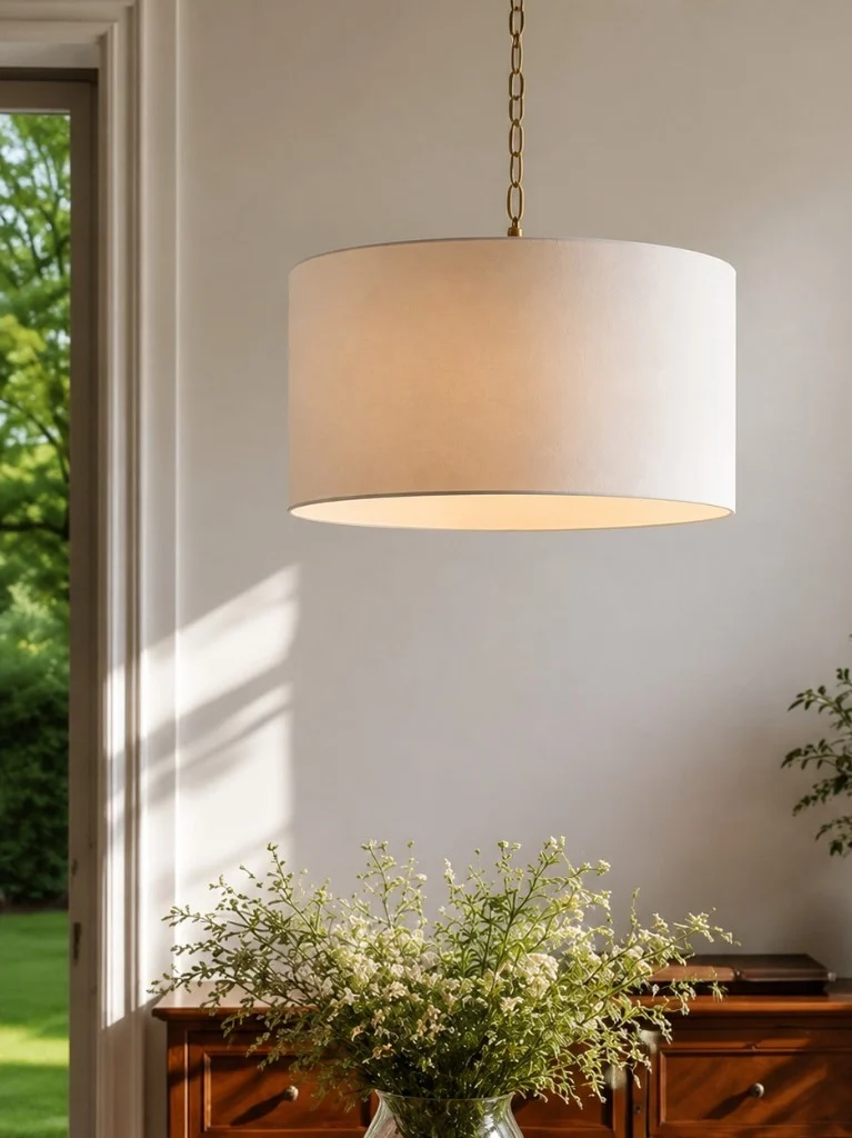 Dumora in a living room, light on