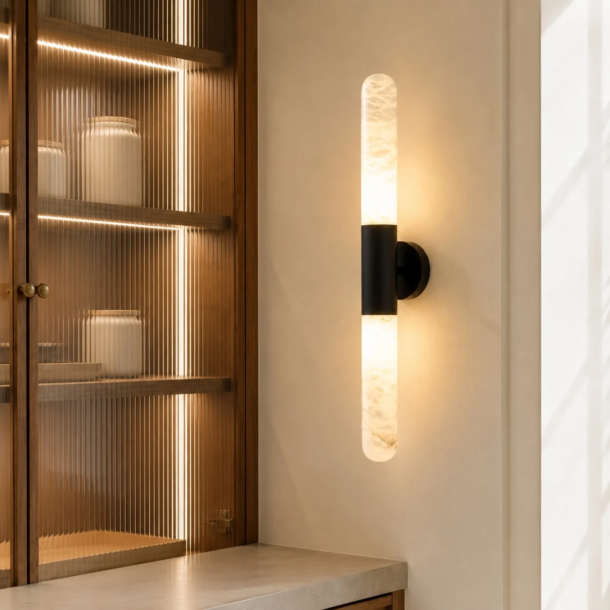 Velora cilinder albasten wandlamp design inspiratie