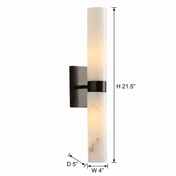Aurora alabaster double tube wall sconce size diagram