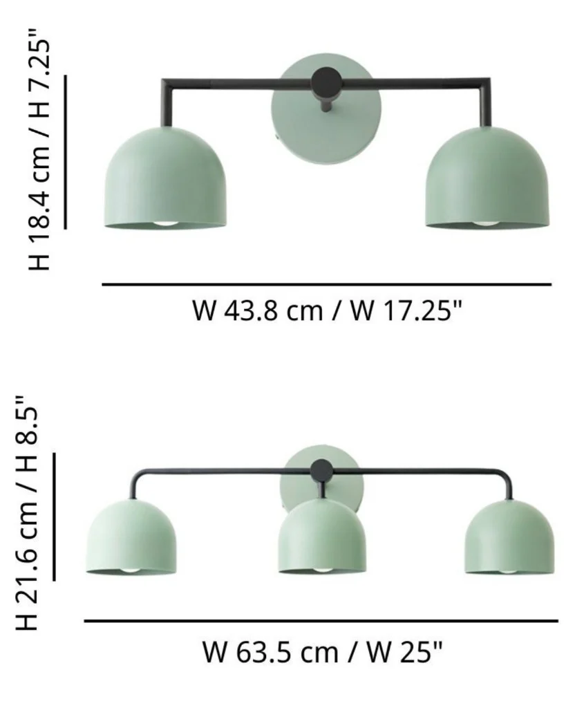 Metio Dome Waschtischwandleuchte – Größendiagramm