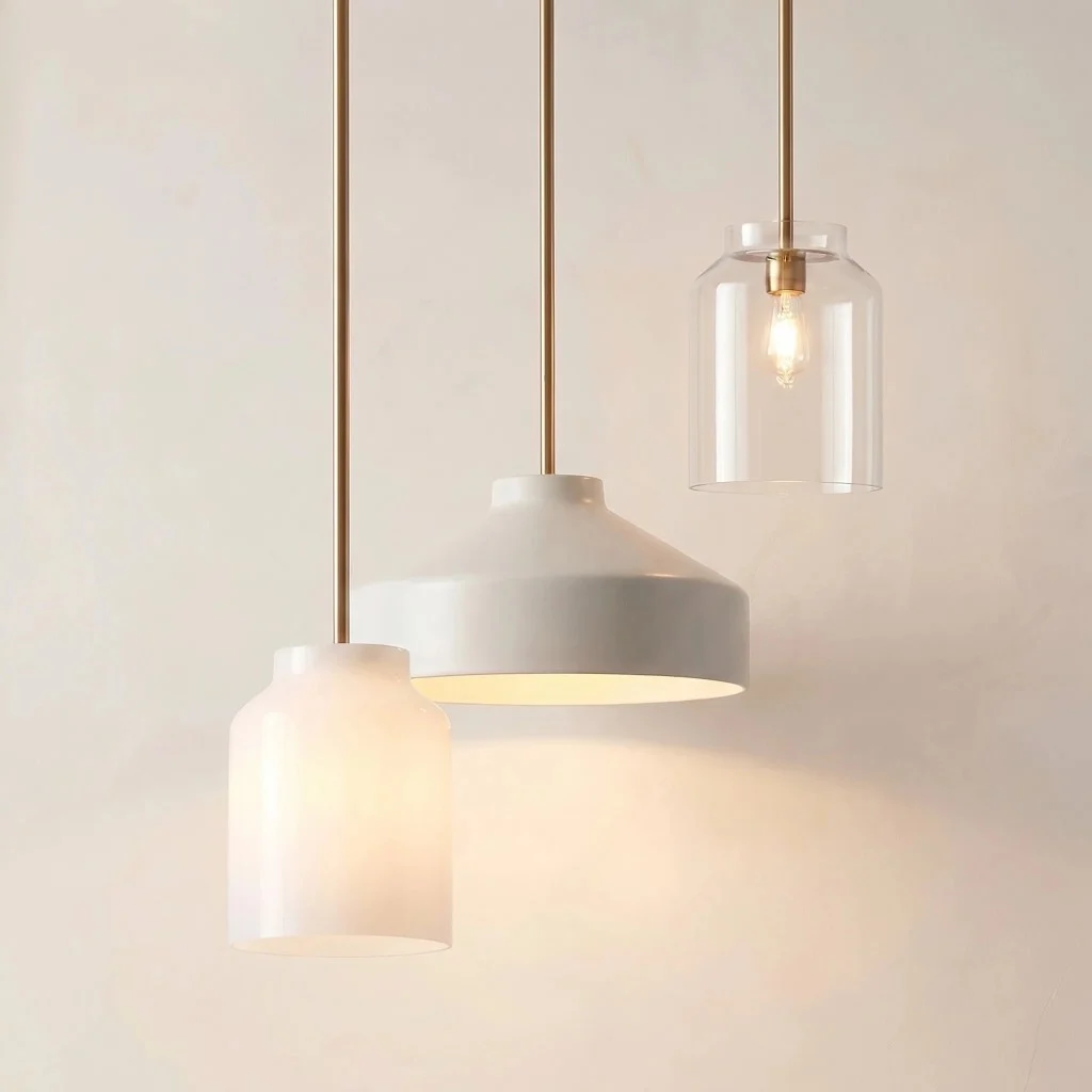 Three Hanton pendants at staggered heights