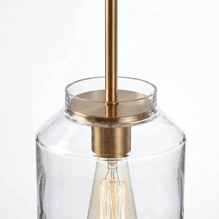 Clear glass shade with brass socket