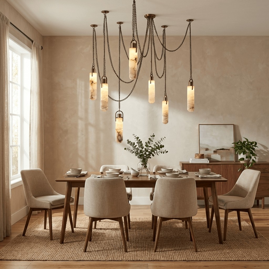 Carved Alabaster Hardwired Chandelier product setting