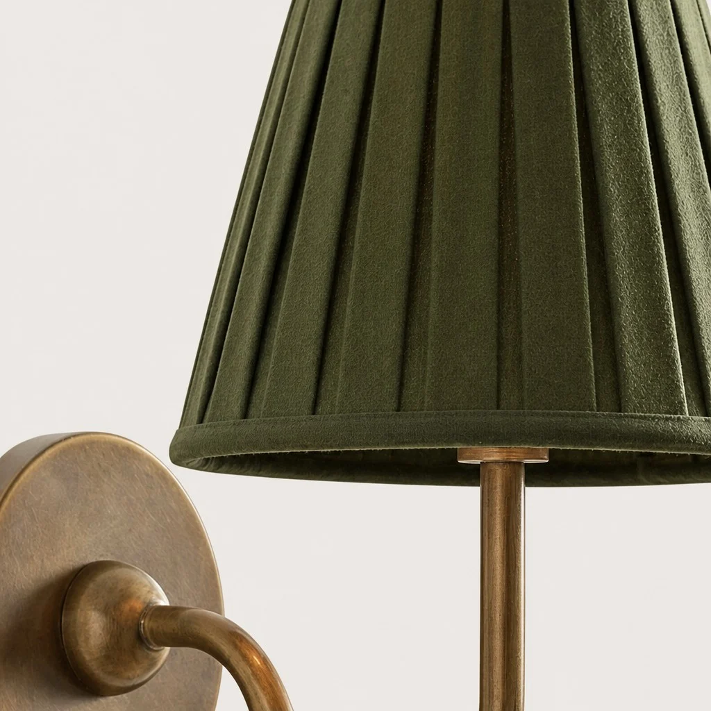 Forest green shade and antique brass