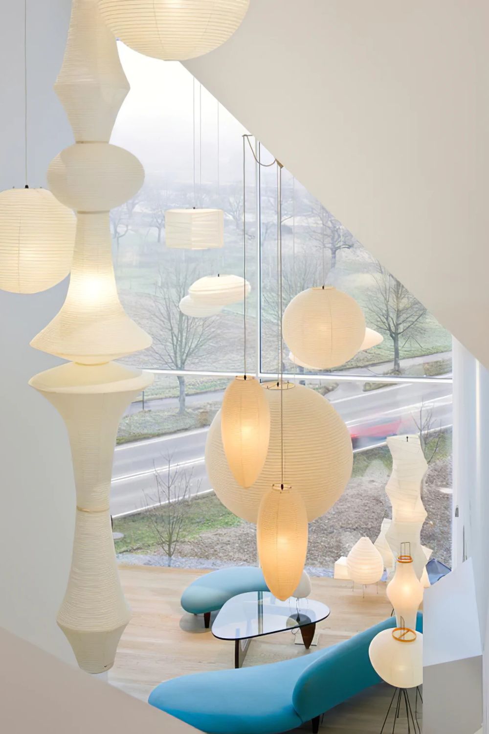 White Handcrafted Mulberry Paper Swag Light product setting