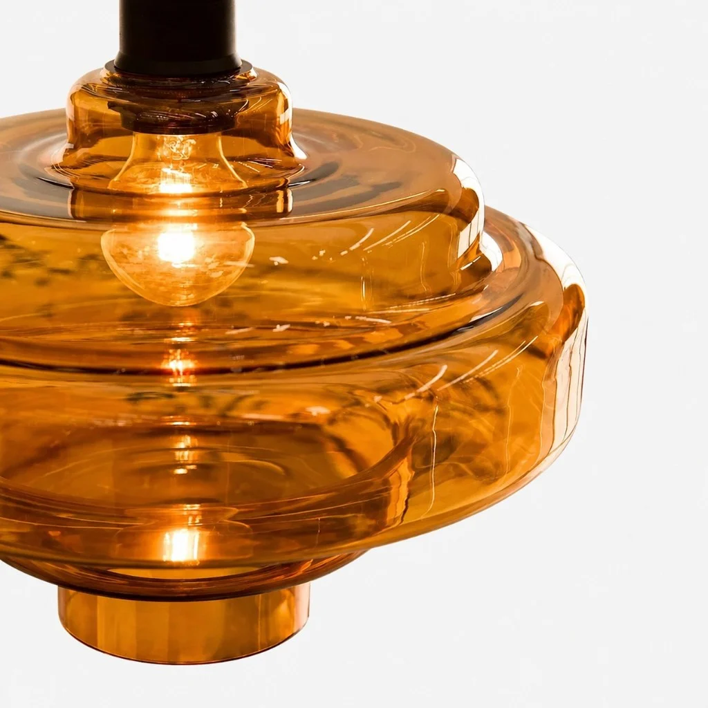 Amber Koloro glass, lit